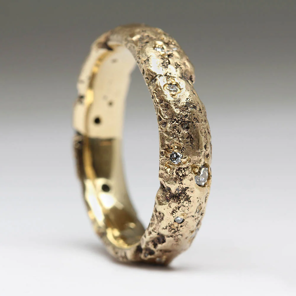 6mm Extra Texture Sandcast Diamond Scatter Ring - Image 3