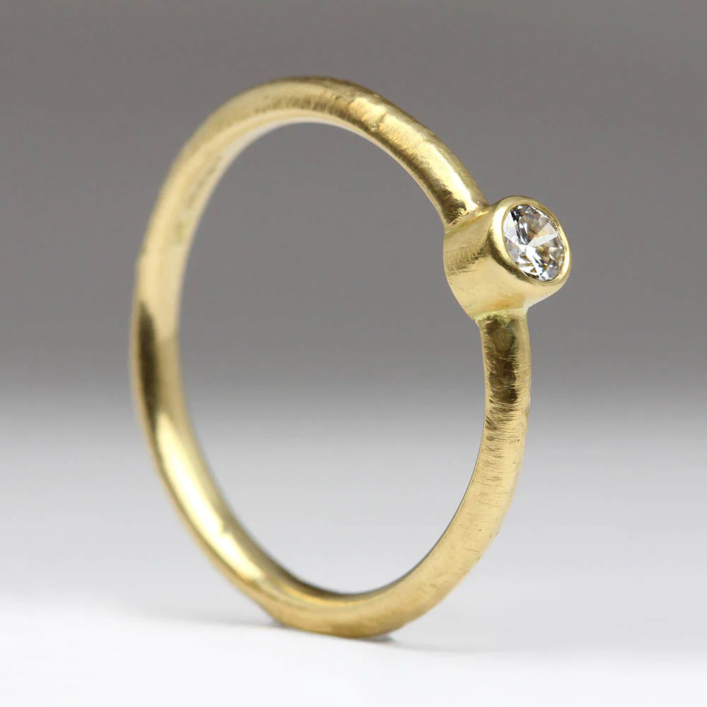 Sennen - Sandcast 0.16ct Bezel Set Diamond Ring - Image 3