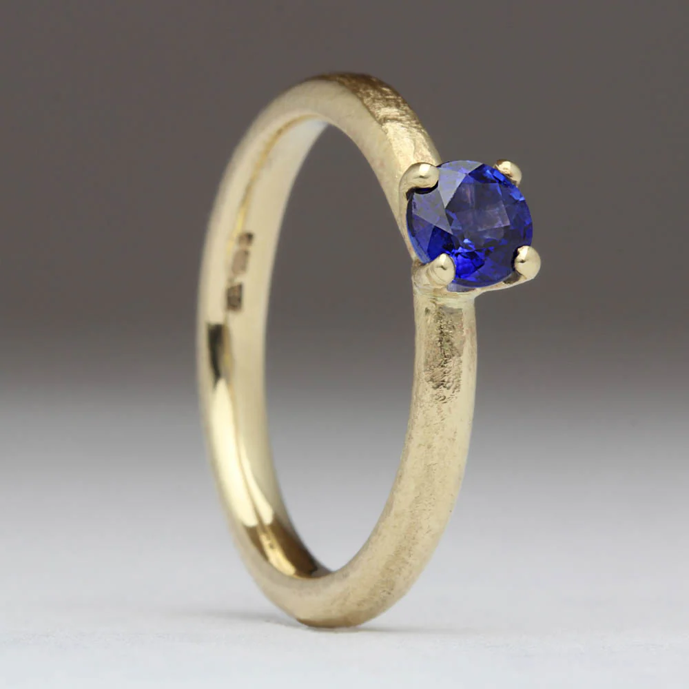 Porthmeor - Sandcast 0.6ct Royal Blue Sapphire Ring - Image 3