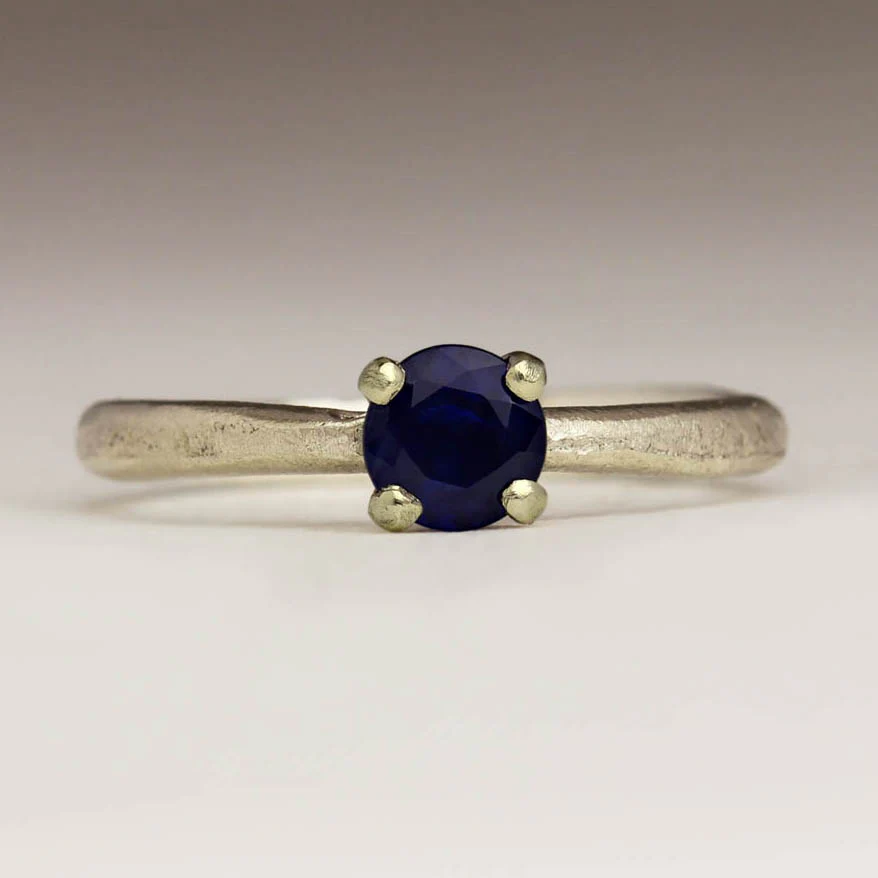 Porthmeor - Sandcast 0.6ct Royal Blue Sapphire Ring - Image 6