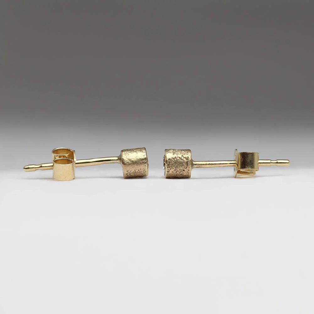 Sandcast Gold and Diamond Studs - Image 3